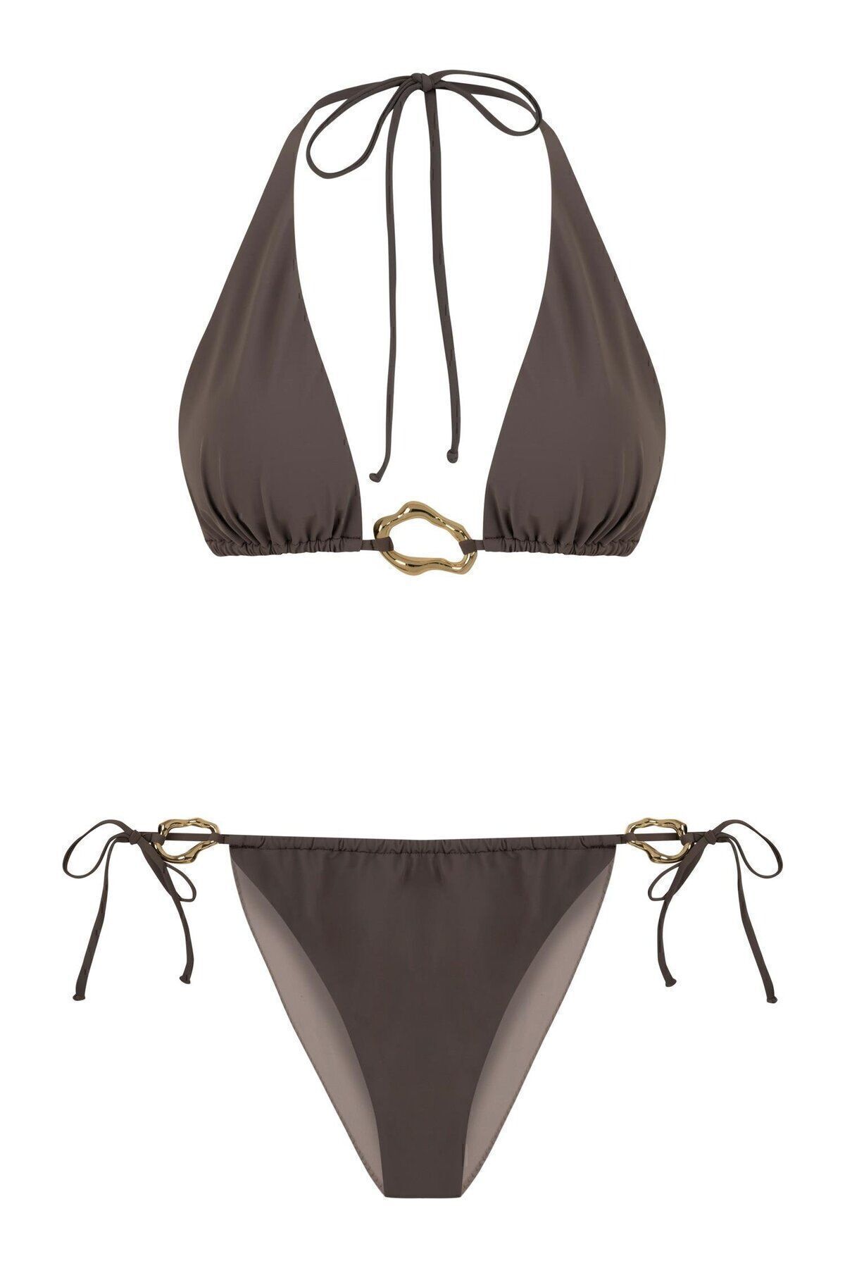 AQUELLA Aksesuarlı Vizon Üçgen Bikini Takım