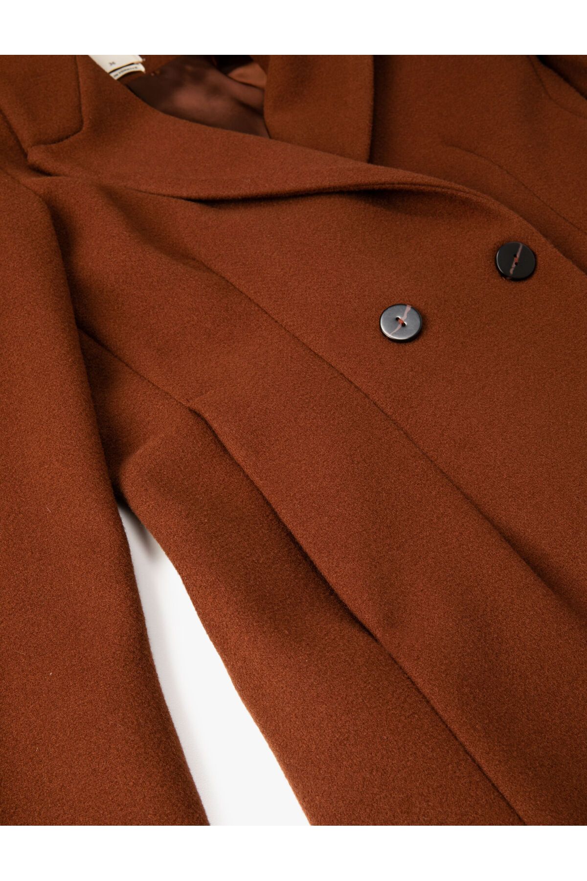 Koton-Long Cashmere Coat Double Breasted Double Buttoned with Pockets 7