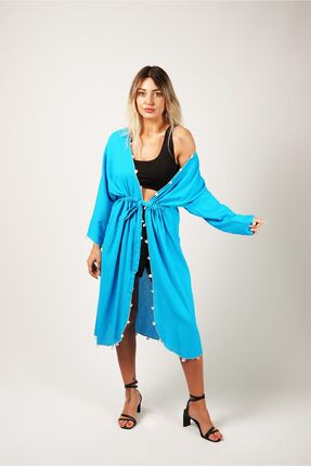 ANTERİ Oya Detaylı Şile Bezi Dokuma Büzgülü Kimono Kaftan Tunik