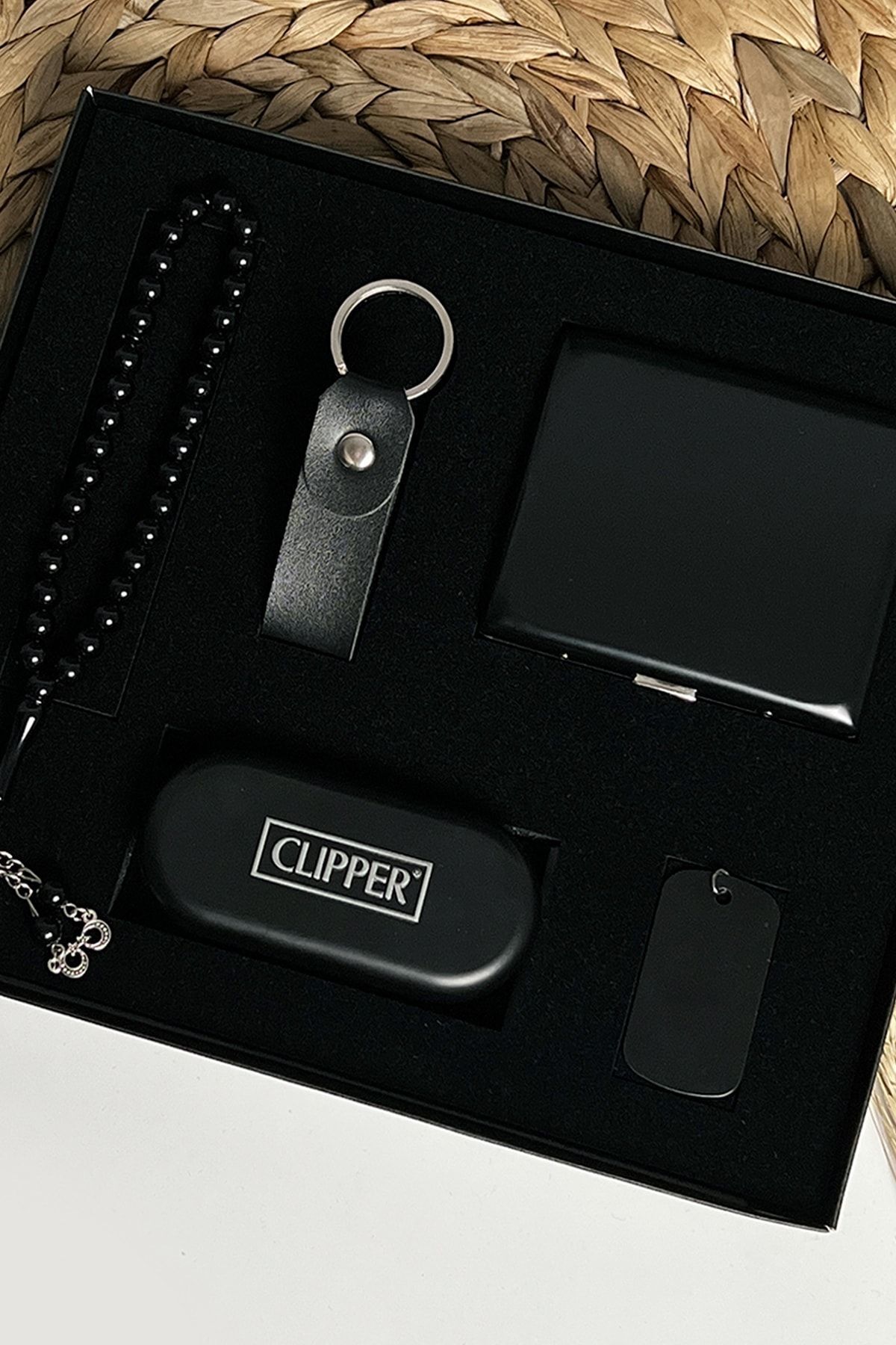 Clipper-علبة سجائر فاخرة محاصر أصلية كبيرة الحجم من الجلد سلسلة مفاتيح بصمة مسبحة 2