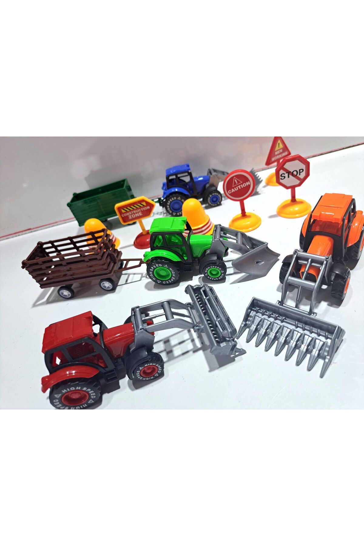 Oyuncak Çiftlik Araçları Traktör Set biçerdöver kesici taşıyıcı kasalı trafik araçları 10 parça