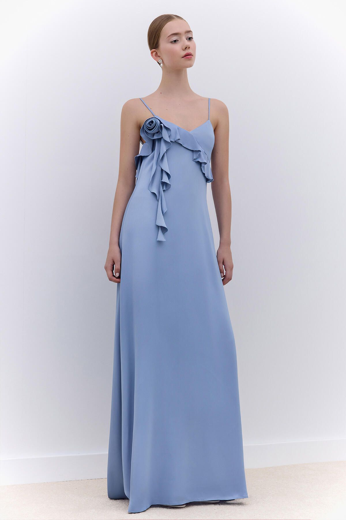 Manuka-Rosalie Blue Strap Evening Dress 1