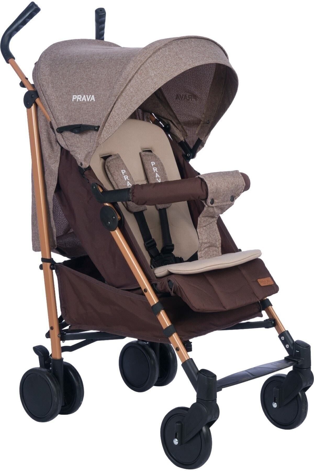 Prava P09 Kahverengi Gold Yatarlı Baston Bebek Arabası