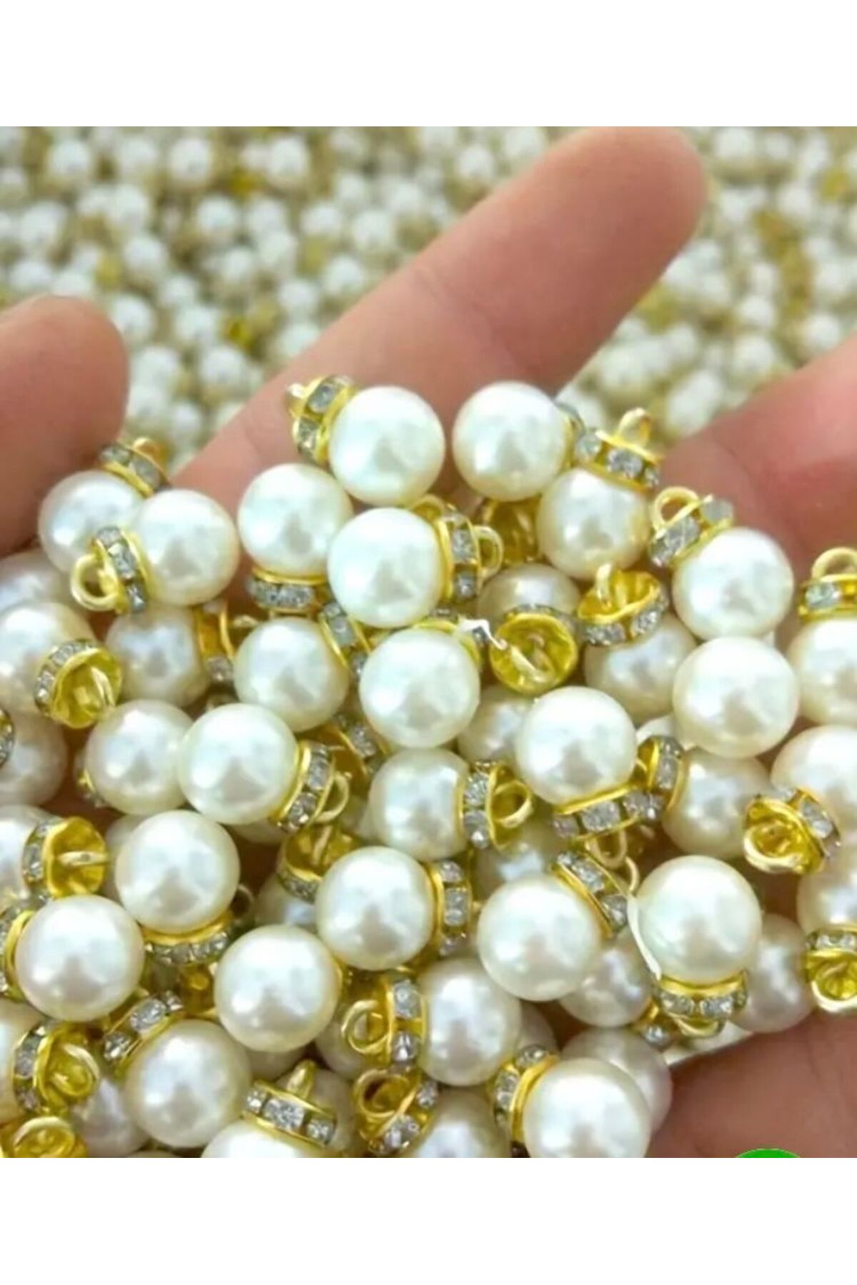 takitokaciniz Altın Kaplama Akrilik Beyaz Boncuk Kolye Küpe Aparatı