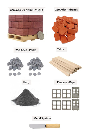 Genel Markalar Minyatür Inşaat Seti 3 Delikli Özel Tuğla + 600 Adet