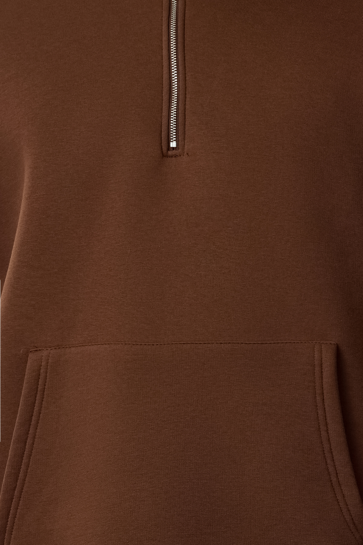 Trendyolmilla  Kahverengi Oversize/Geniş Kesim Fermuarlı Kapüşonlu İçi Polarlı Basic Sweatshirt TMNAW25SW00050 - Görsel 3