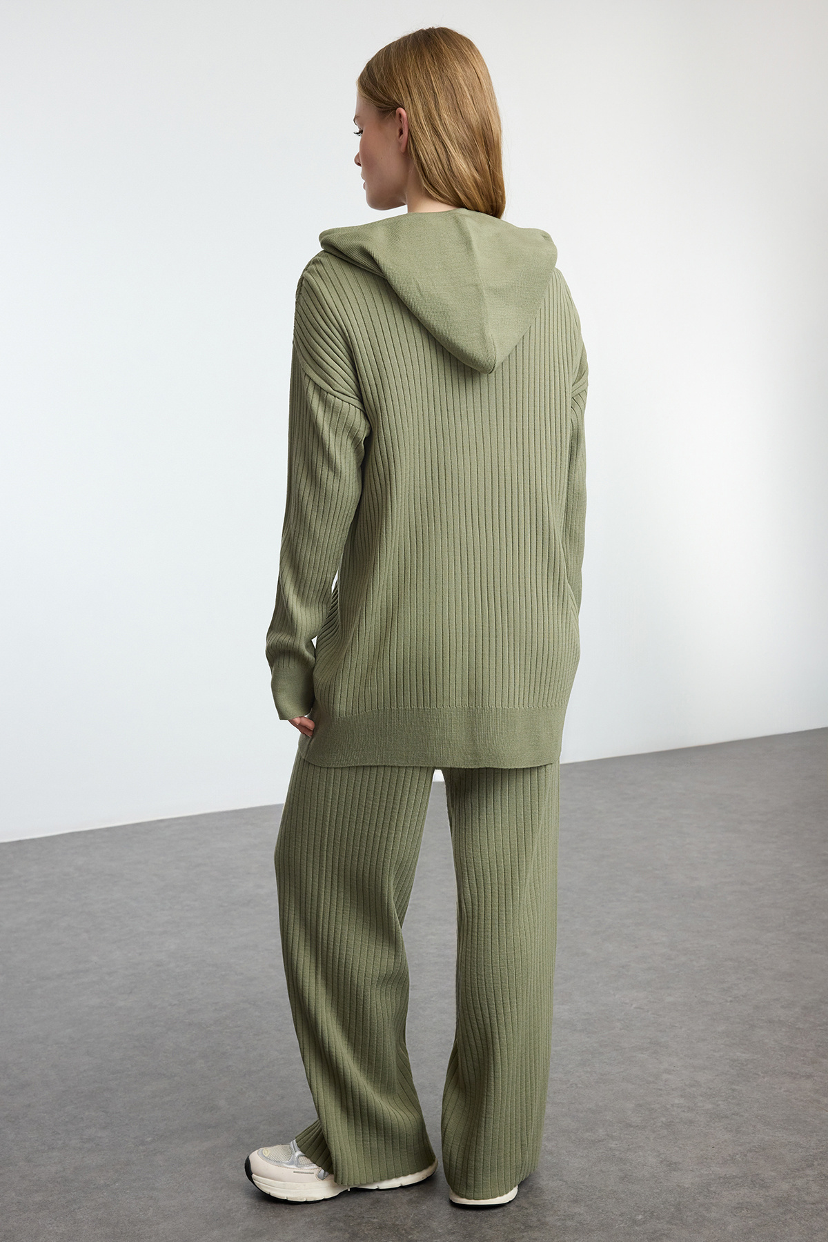 Trendyol Modest-Oversize Khaki Knitwear Top and Bottom Set with Hood - Tctaw25Us00022 4
