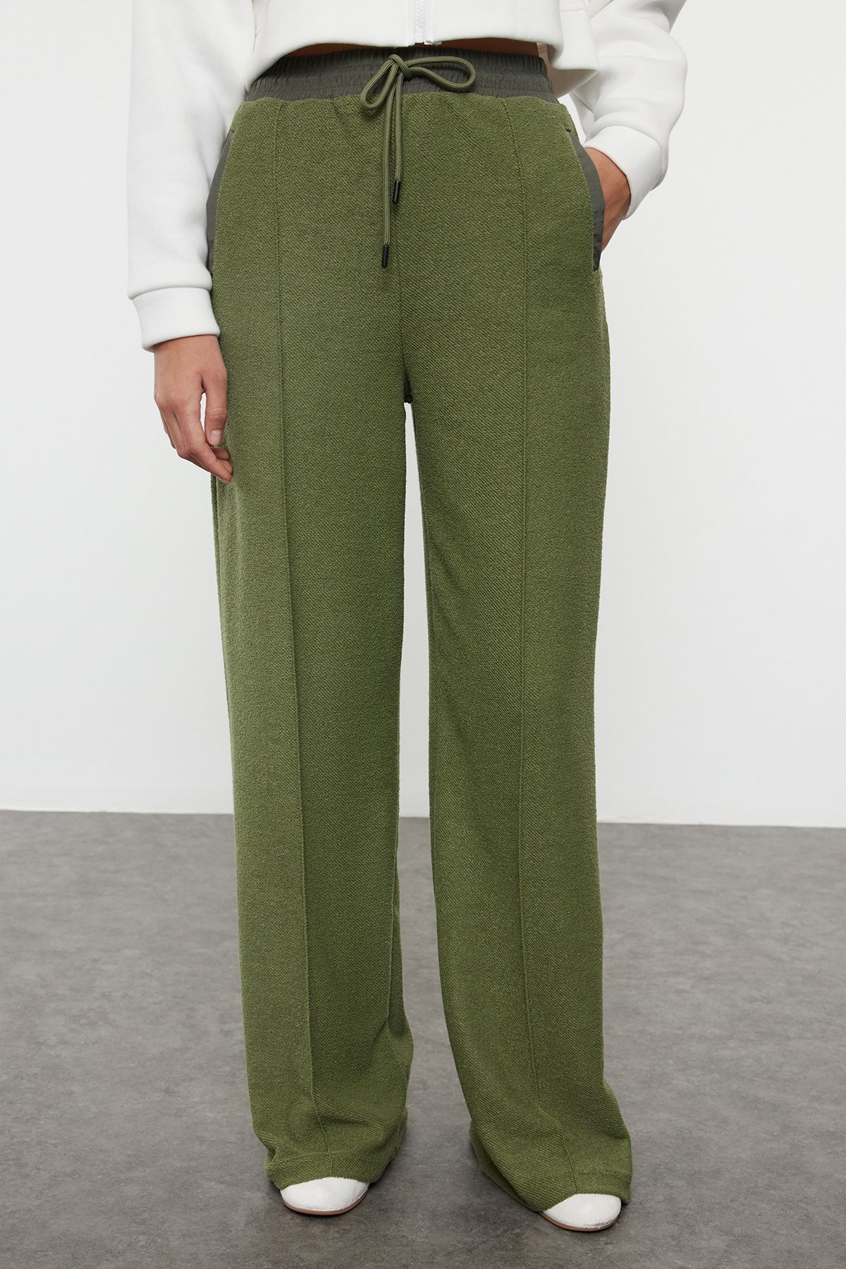Trendyol Collection-Трикотажні брюки прямого крою з парашутом Garni хакі TWOAW24EA00022 TWOAW24EA00022 3