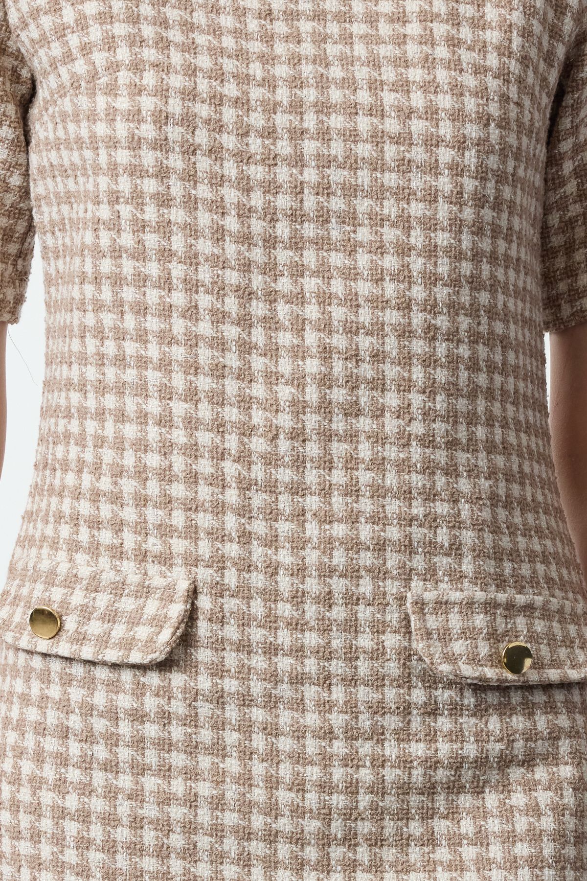 Trendyol Collection-Тъкана от туид - рокля с права кройка и копчета Twoaw25el00158 4