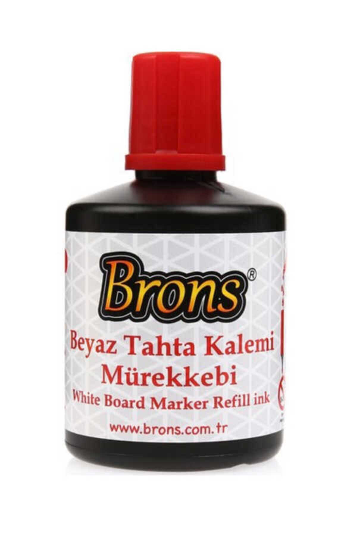 Brons Kırmızı Beyaz Tahta Kalemi Mürekkebi 100 ml Br-355