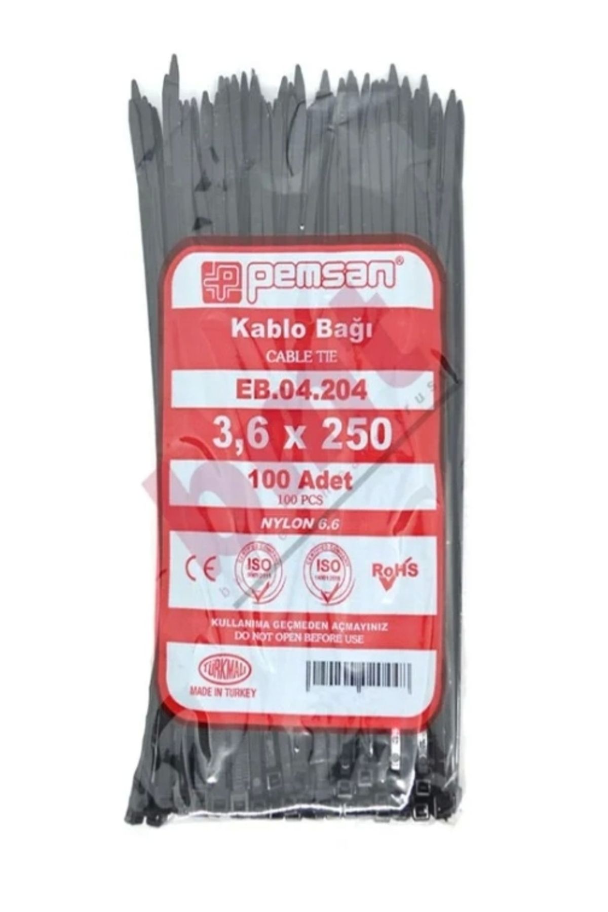 Pemsan 3,6x250 10 Paket Kablo Bağı Siyah (100 ADET)