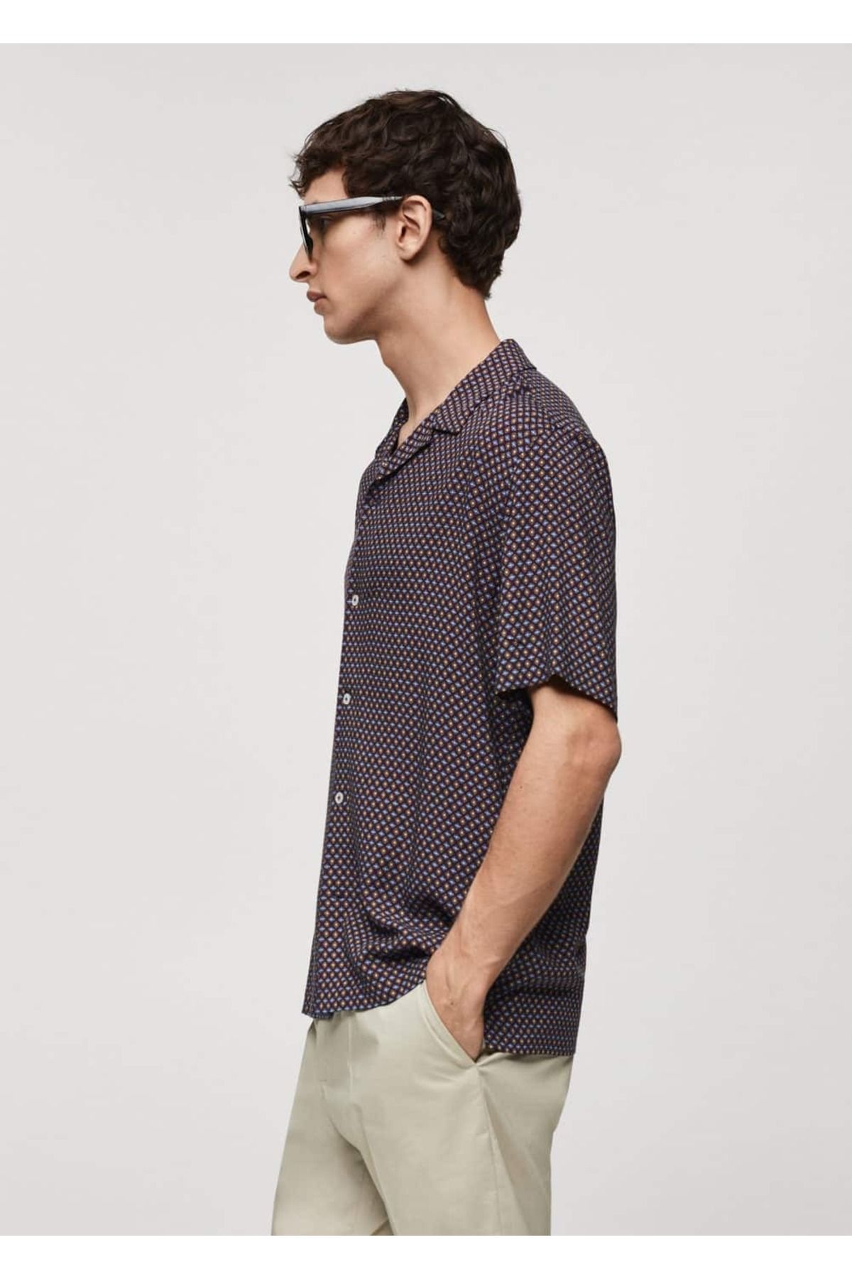 MANGO Man-Short-Sleeved Shirt with Regular Cut and Pattern 5