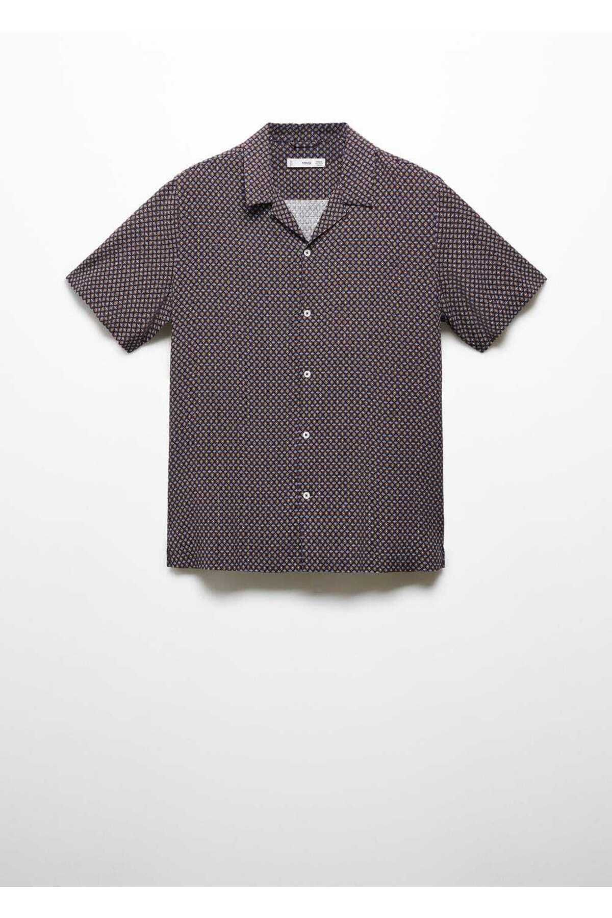 MANGO Man-Short-Sleeved Shirt with Regular Cut and Pattern 3