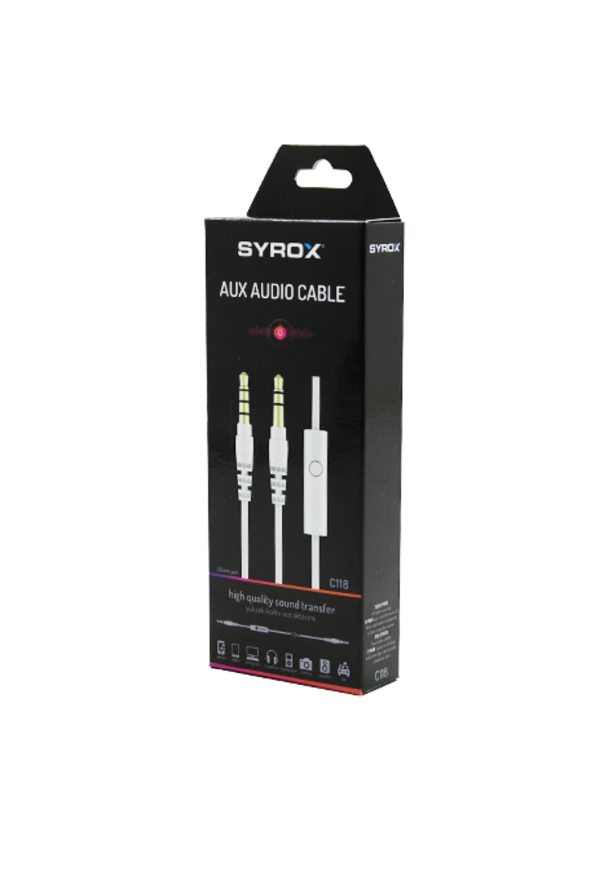 Light up-1.5Mt C118 - Aux Audio Cable with Microphone 1