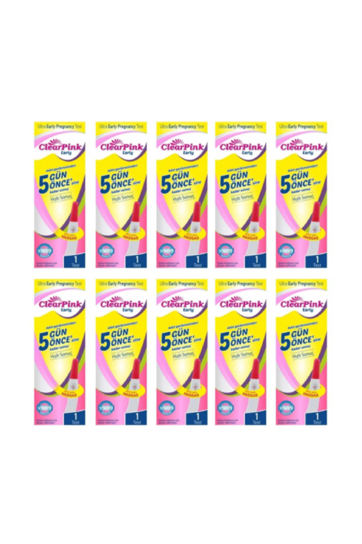 Clear Pink Pink Early Gebelik Testi - Erken Gebelik Testi 10 Adet