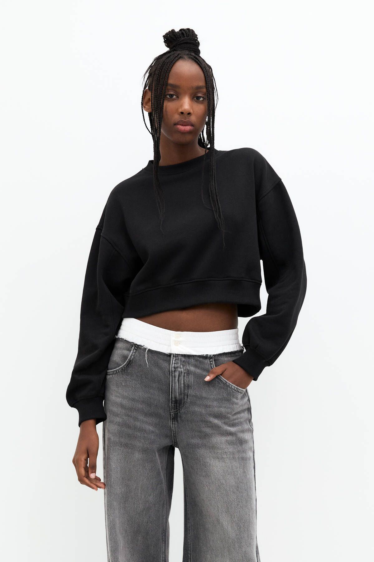 Pull Bear Crop polar sweatshirt Fiyat Yorumlar Trendyol