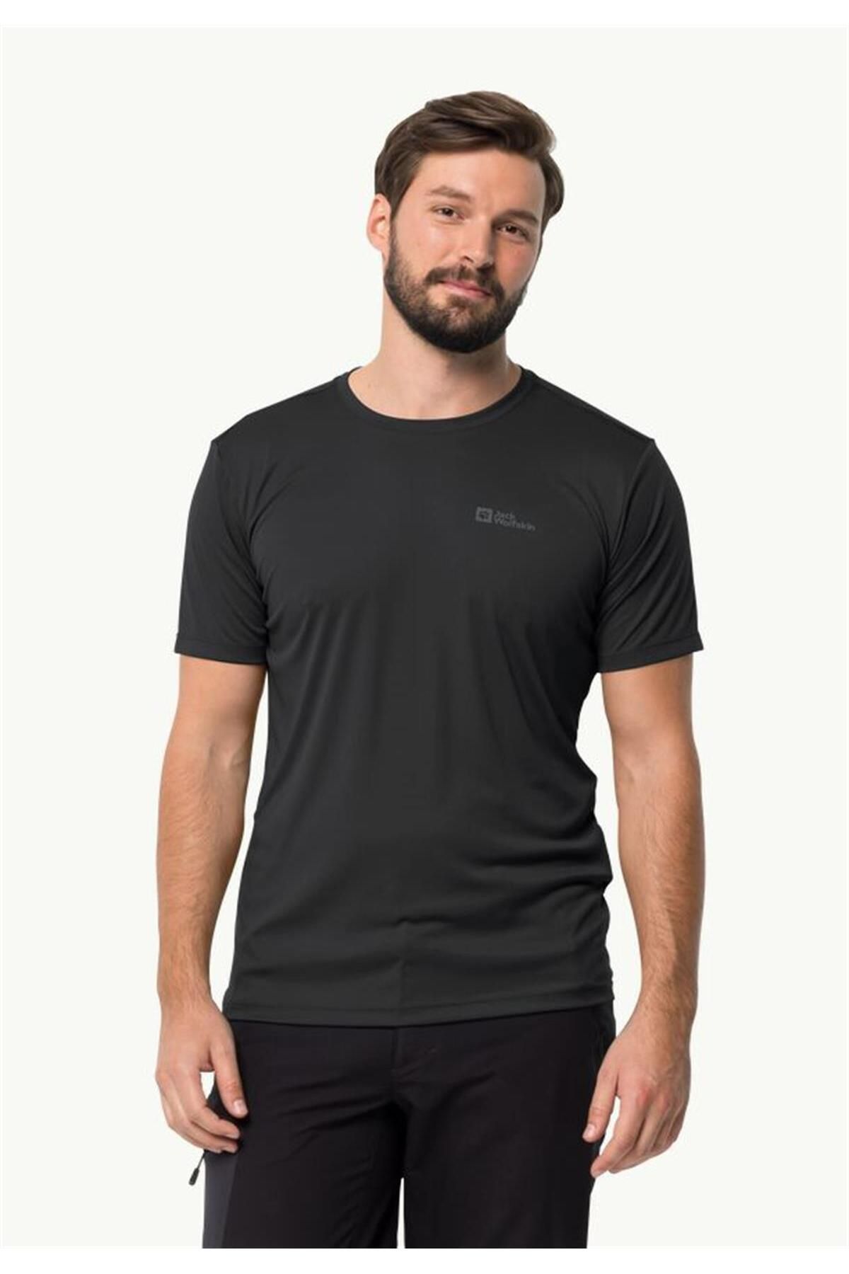 تی شرت مردانه تک تی 1807072-6000 مشکی Jack Wolfskin