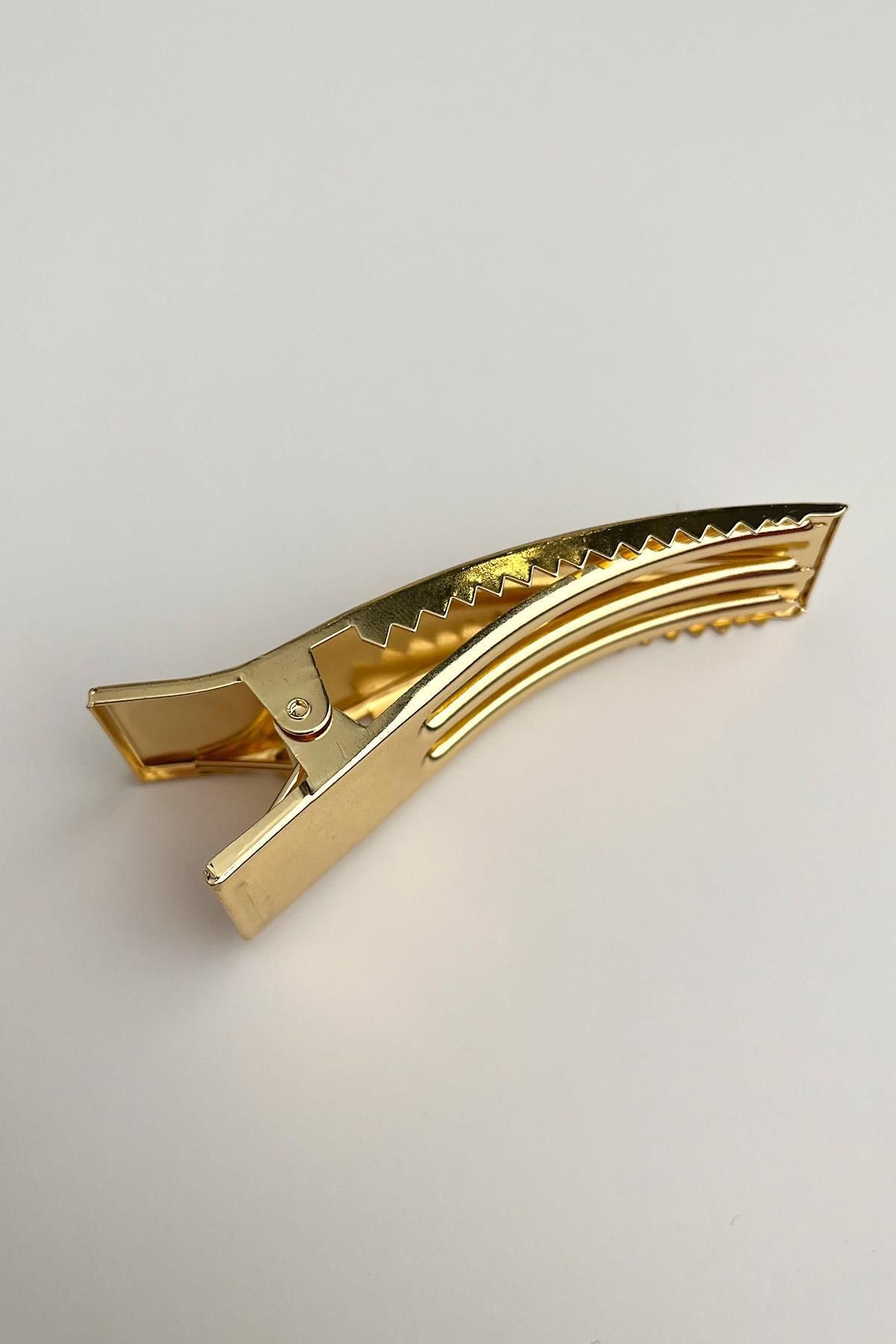 Modex-Gold Color Rectangular Plate Pinch Buckle (Width:2 Length:9) 2