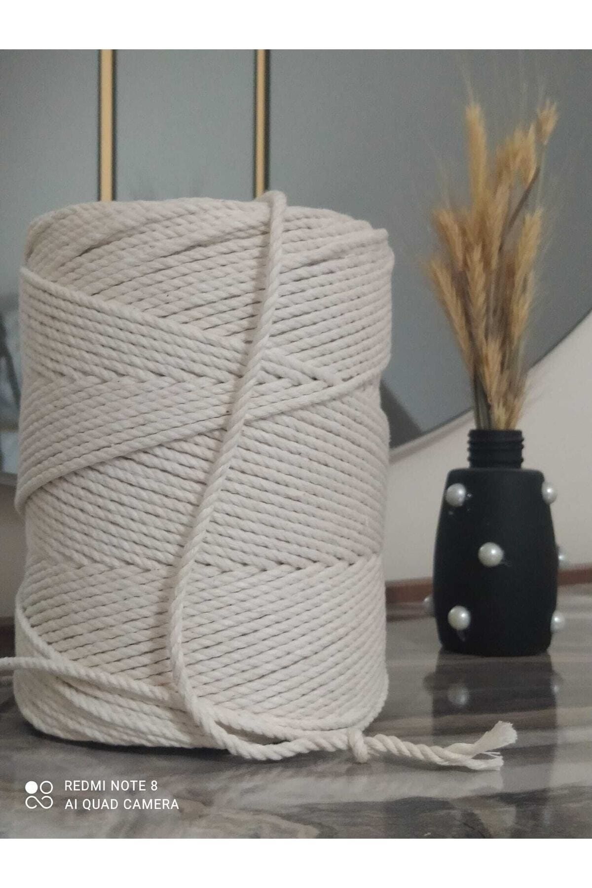 TAHAHAMAK-5 mm 3 Twist 1 κιλό βαμβακερό μακραμέ χρώμα εκρού Hammock Swing Hobby String 1