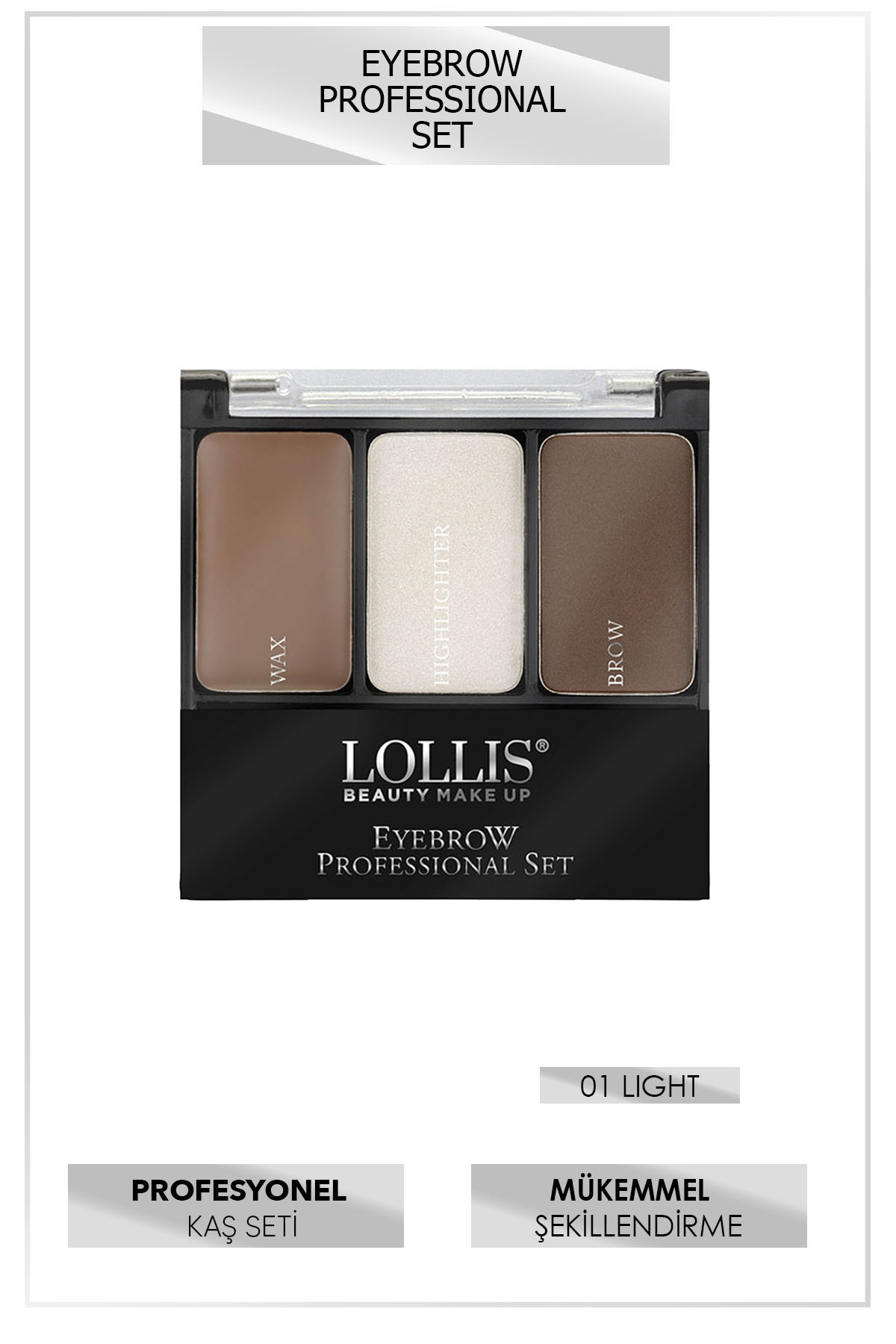 Lollis Eyebrow Professional Set 01 Light / Profesoyonel Kaş Seti 01 Açık — مشکی TYC7FBF02697C9E300
