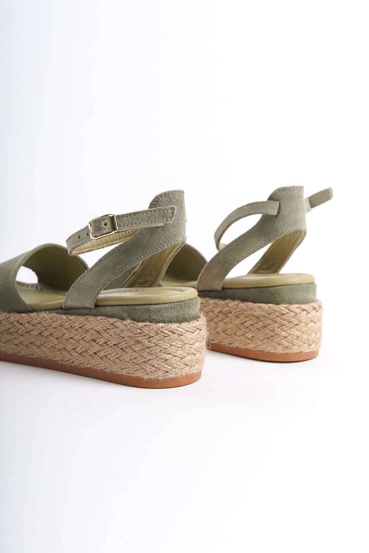 صندل سبز زنانه Riva Green Suede چرمی Wicker Fille Line INNTRO