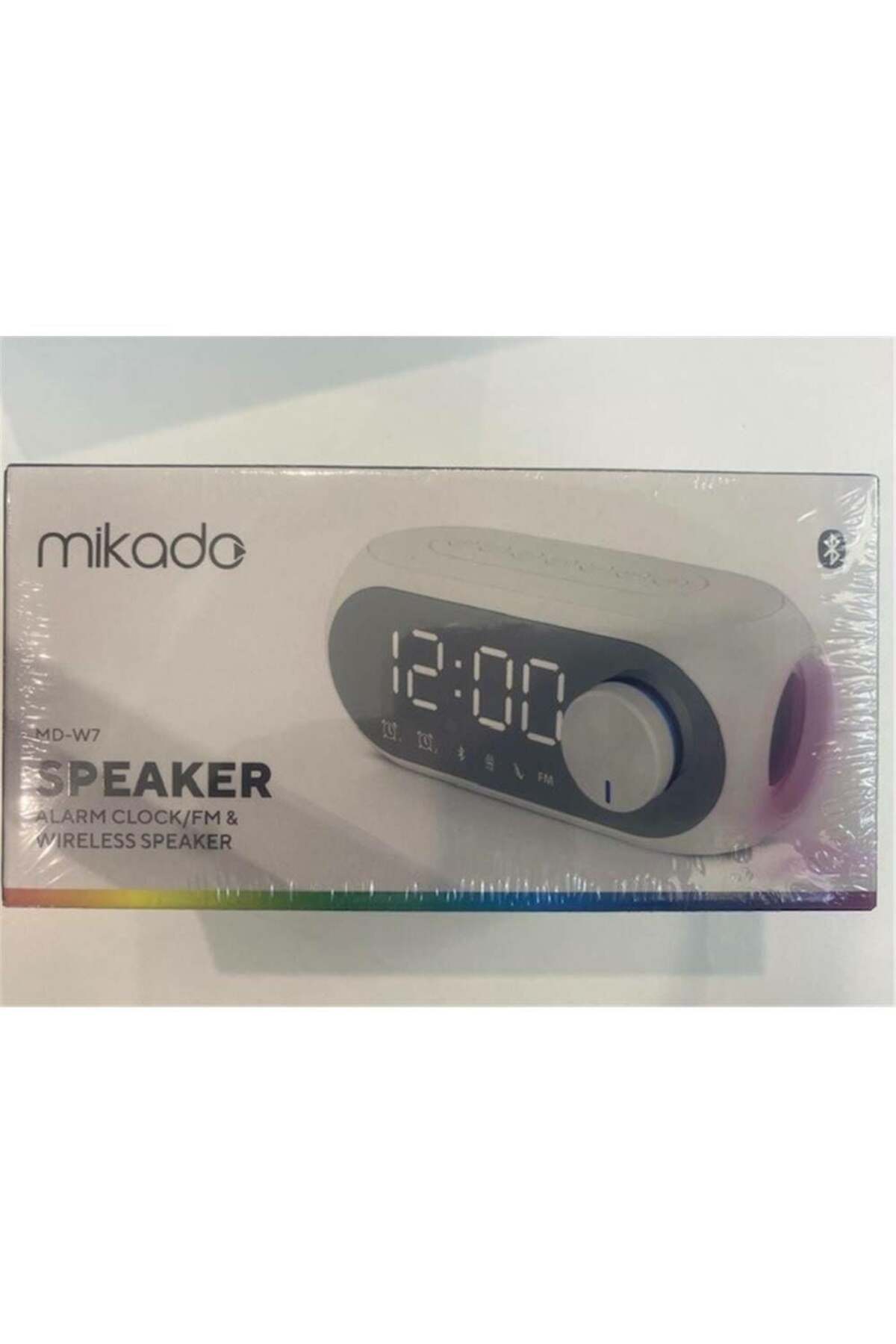 Mikado Md-W7 1200Mah 5W Beyaz Bluetooth-Aux-Derece-Usb-Fm Double Alarmlı Saat Speaker Speaker