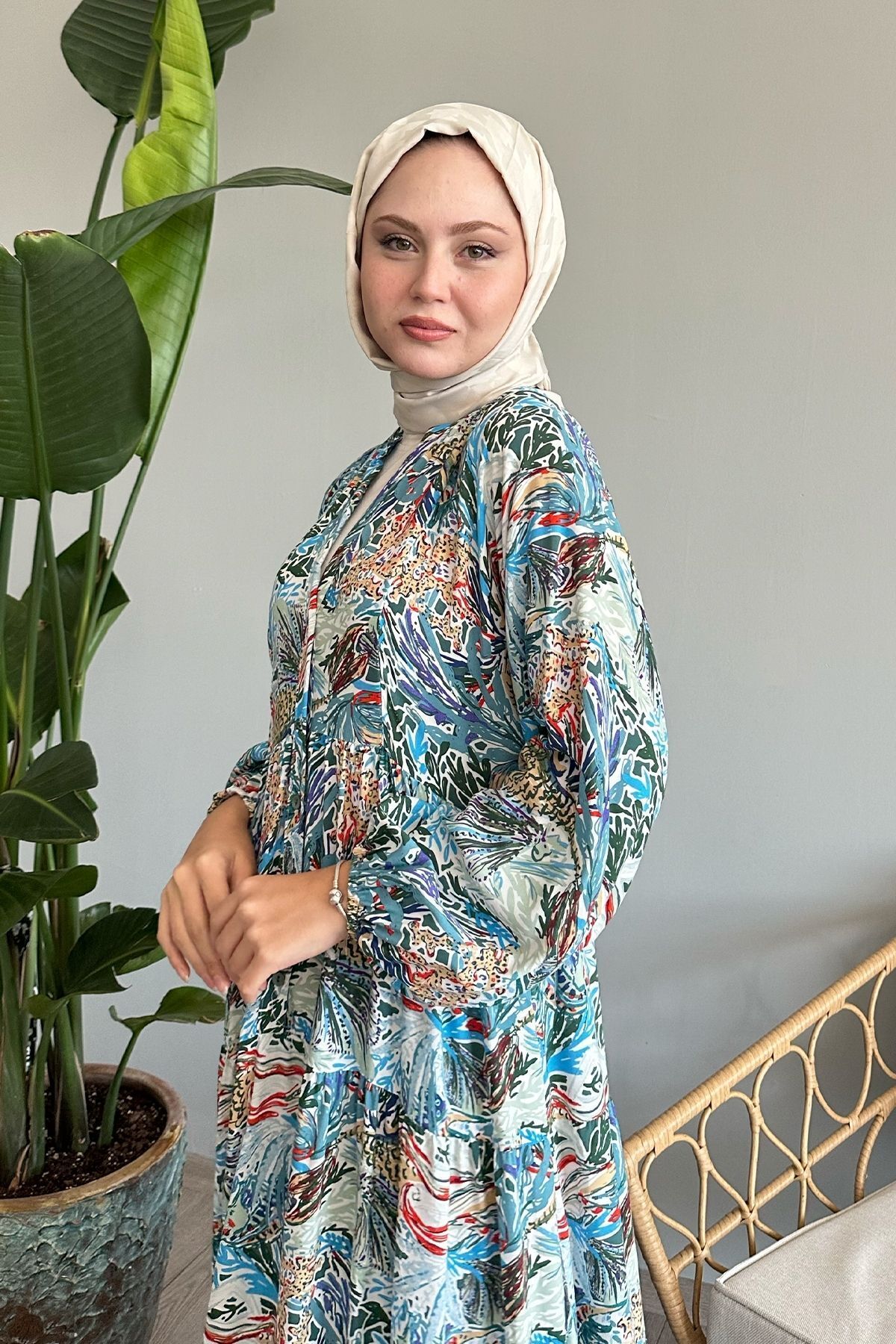 InStyle-Rochie lejeră din viscoză indigo - Culori mixte 4