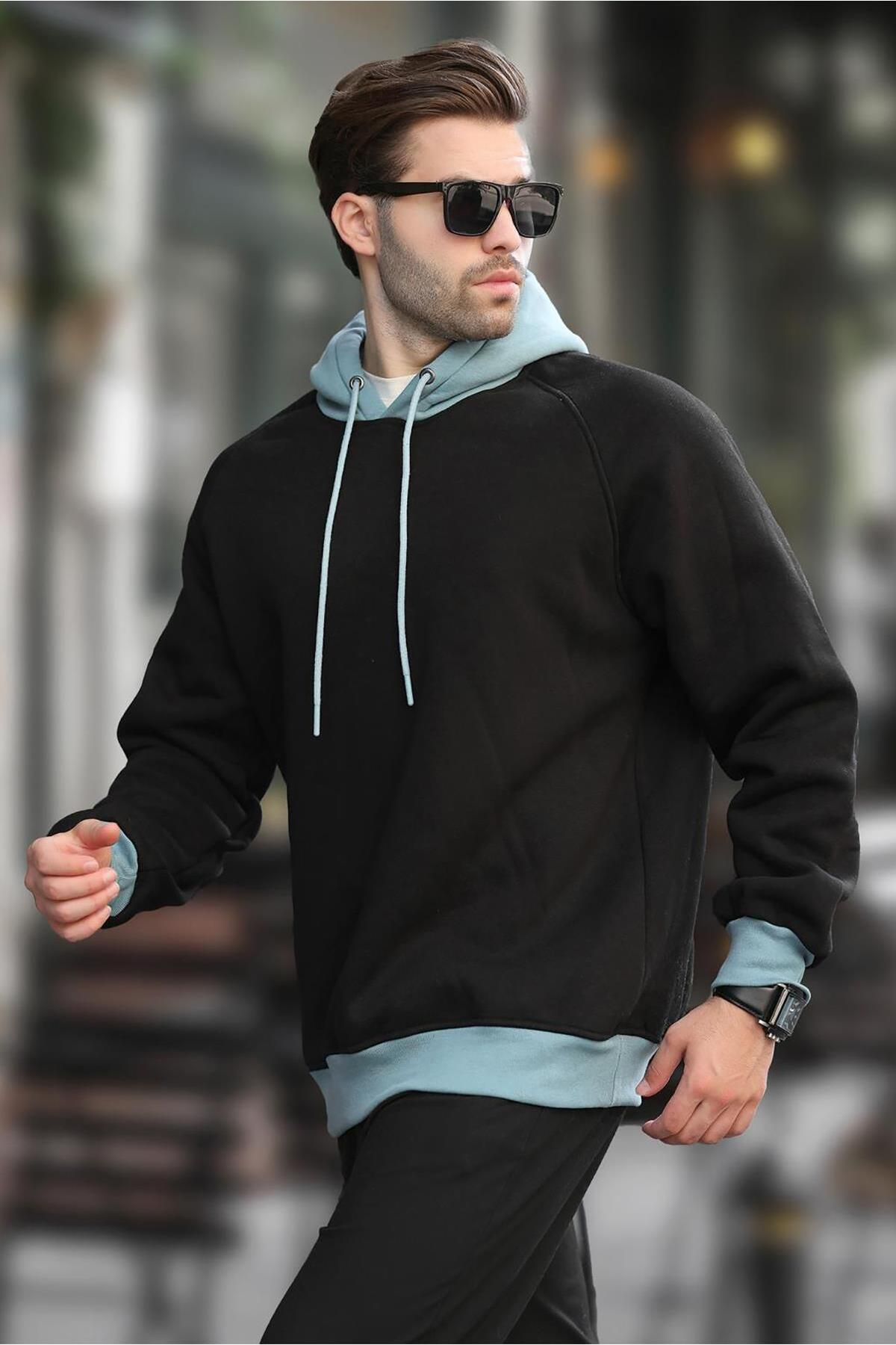 سویشرت 7073 کلاهدار مشکی Madmext