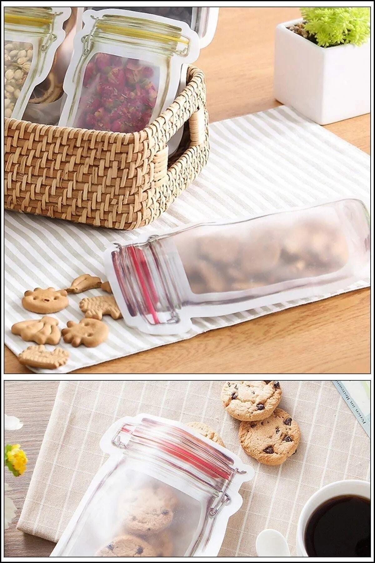 Toptanhane-3 Pieces Medium Size Jar Appearance Ziplock Storage Container Bag 500ml 6
