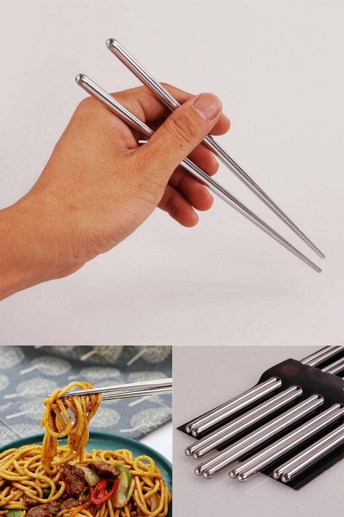 DRK EKSPRES Veliday Metal Chopstick 5'li Paslanmaz Çelik Çin Çubuğu