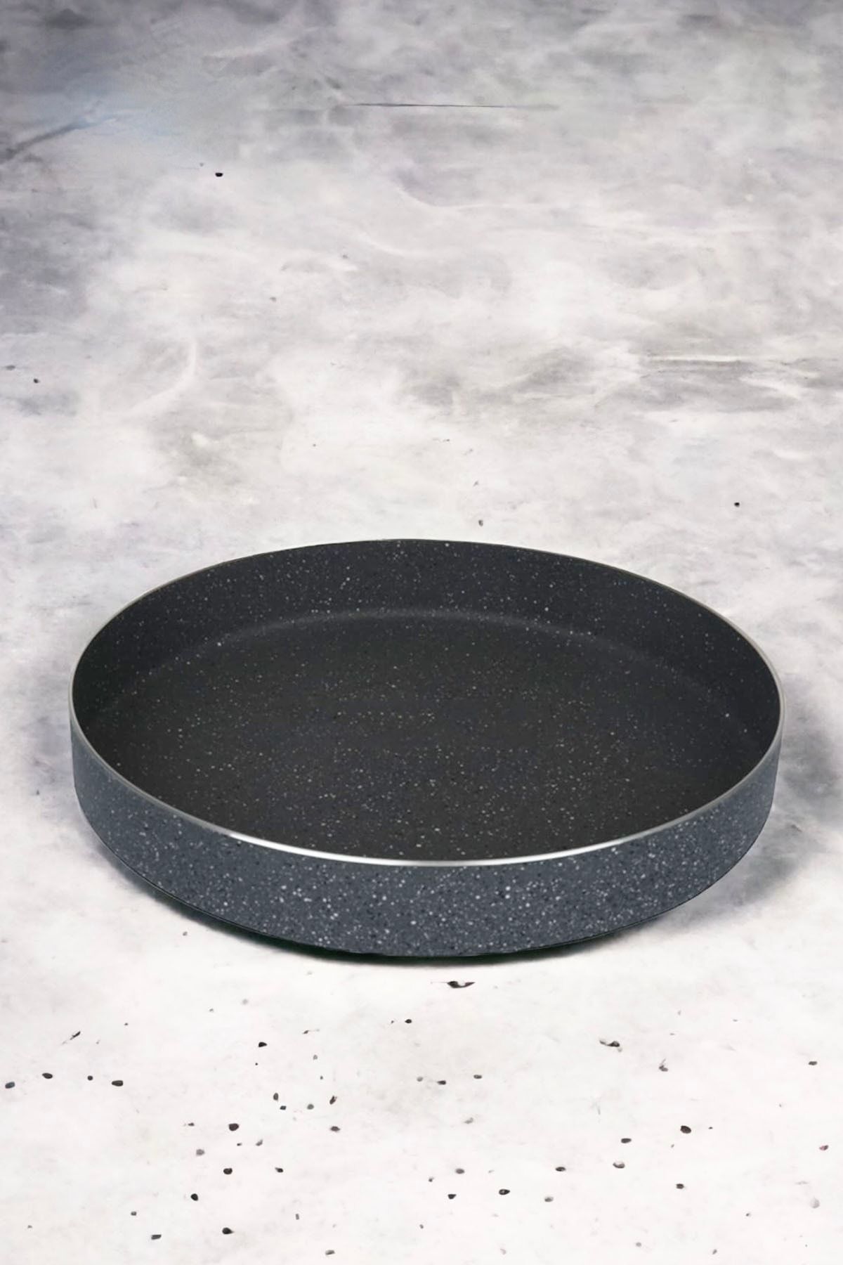 Gerçektrend-Granite Round Baking Tray Gray Color 36 cm 1