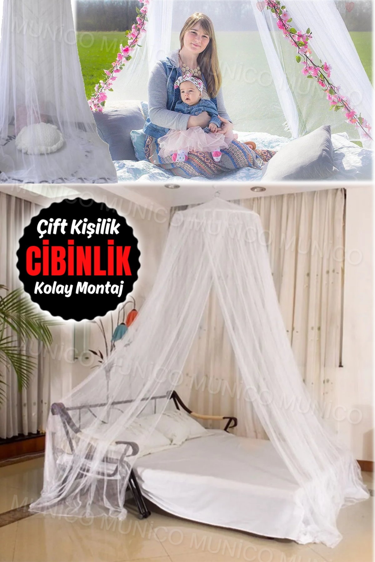 Munico Kubbe Sivrisinek Net Yaz Bebek Çift Kişilik Yatak Perdesi Sivrisinek Çadırı Kız Odası Dekorasyon fotoğrafı 3 (önizleme)