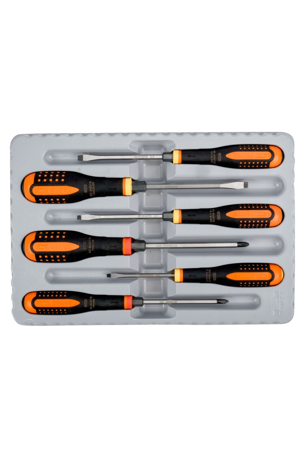 ERGO™ full-blade screwdriver set. BE-9881TB for Straight and Pozidriv screws