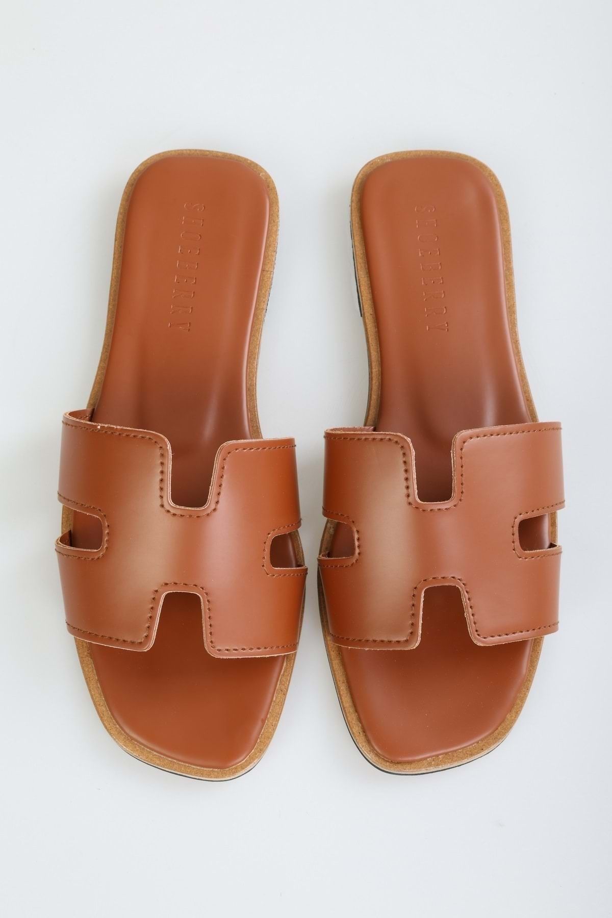 Shoeberry-Flache Penny Brown Skin-Hausschuhe für Damen 4