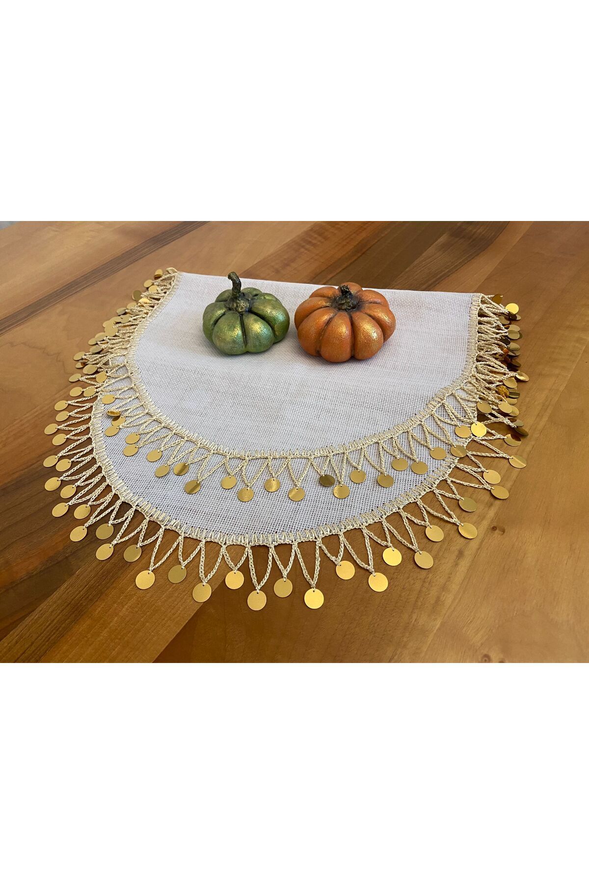Linen Kumaş Gold Pullu Masa Örtüsü,sehpa Örtüsü,runner 4