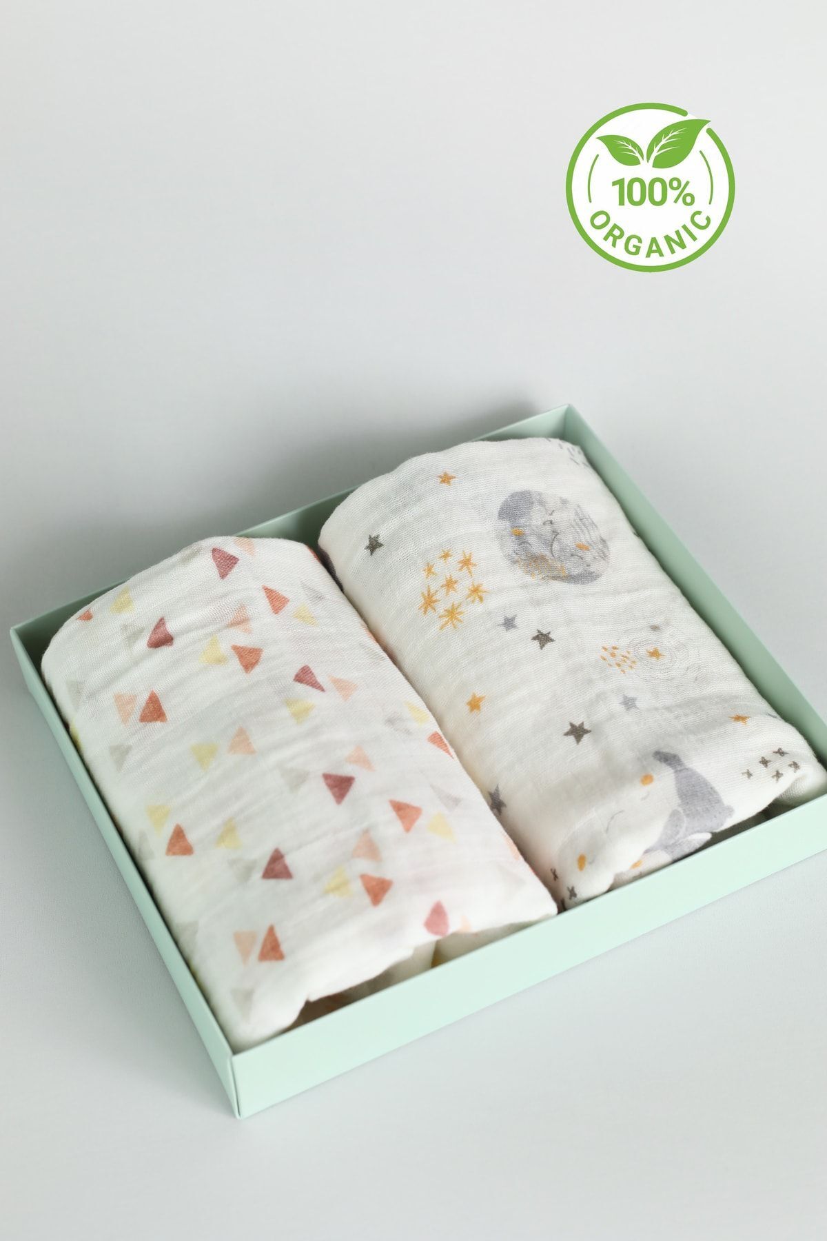 2-Piece Organic Multipurpose 80*80 Cm Muslin Children and Baby Blanket, Ecru Blanket