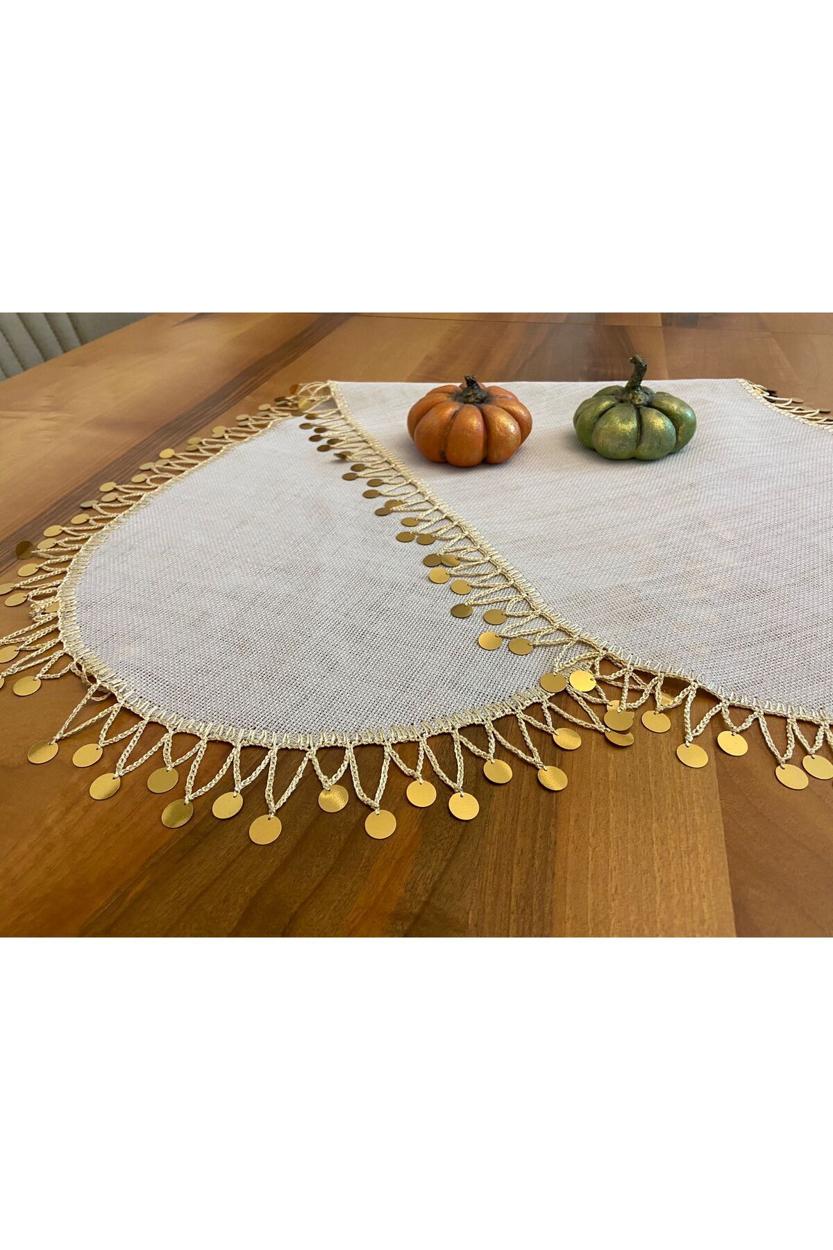 Linen Kumaş Gold Pullu Masa Örtüsü,sehpa Örtüsü,runner