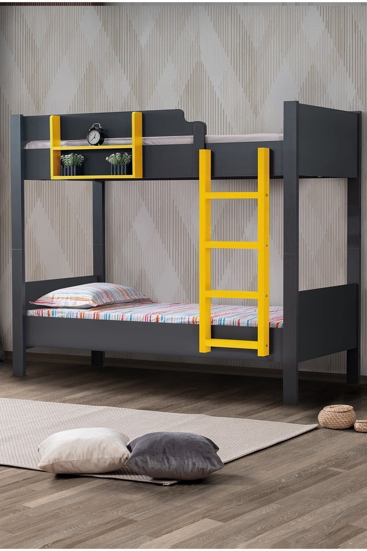 Setay Ranza, Asya Ayrılabilir Ranza, 2li Antrasit - Sarı - 90x190 Cm