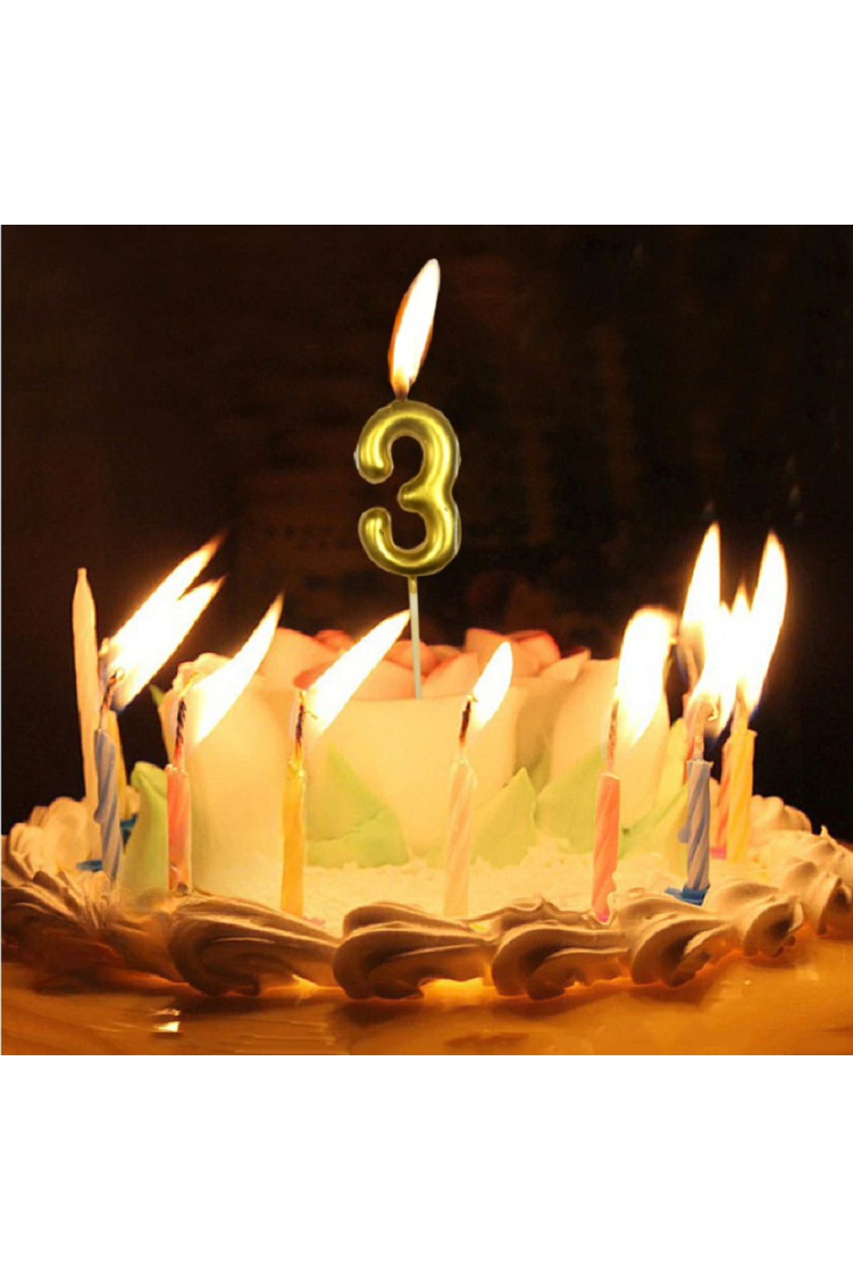turkuaz parti GOLD 3 RAKAM MUM