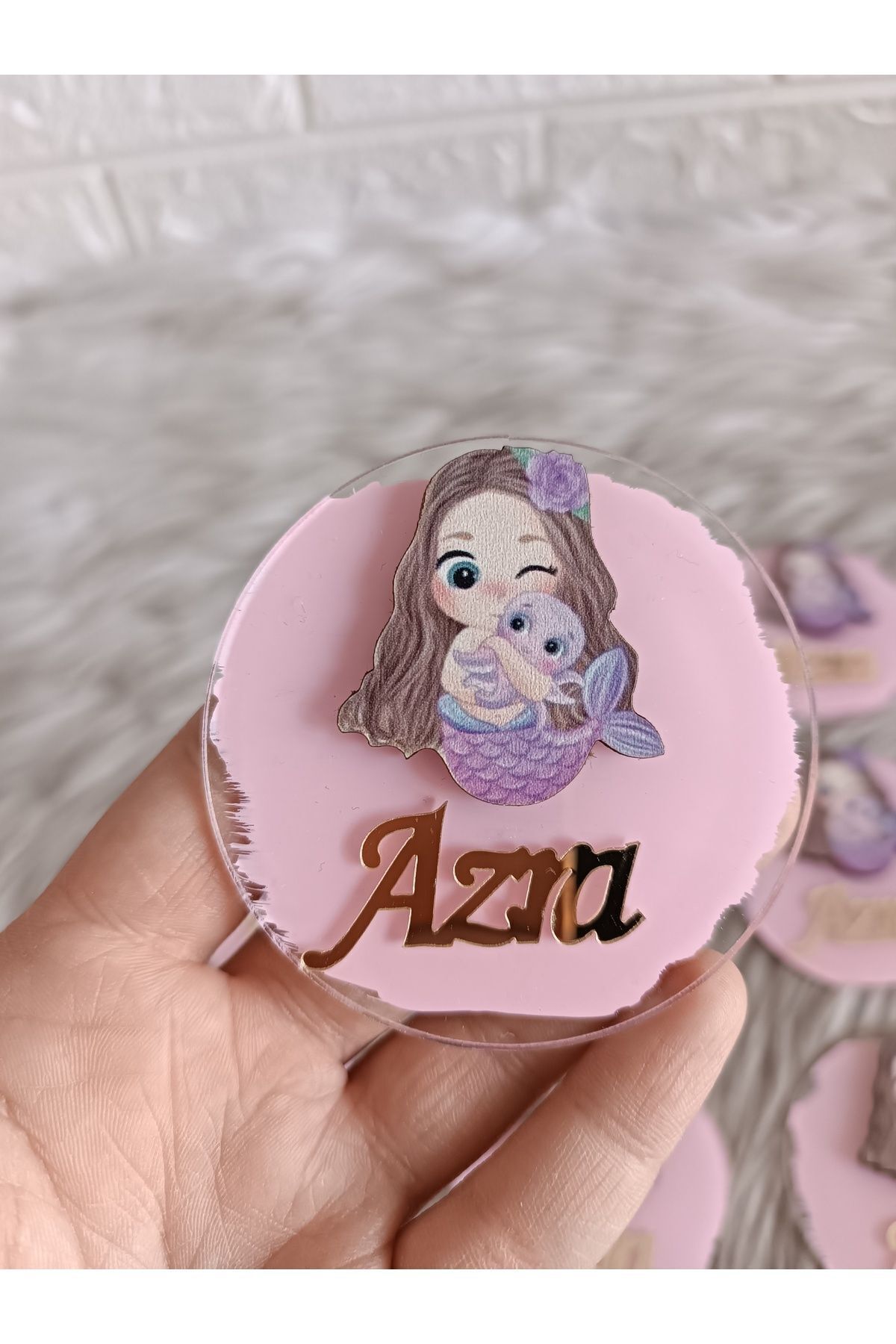 doğrukan Deniz Kızı Figürlü Pleksi Yenidoğan Doğum Günü Magnet (10 adet) fotoğrafı 4 (önizleme)