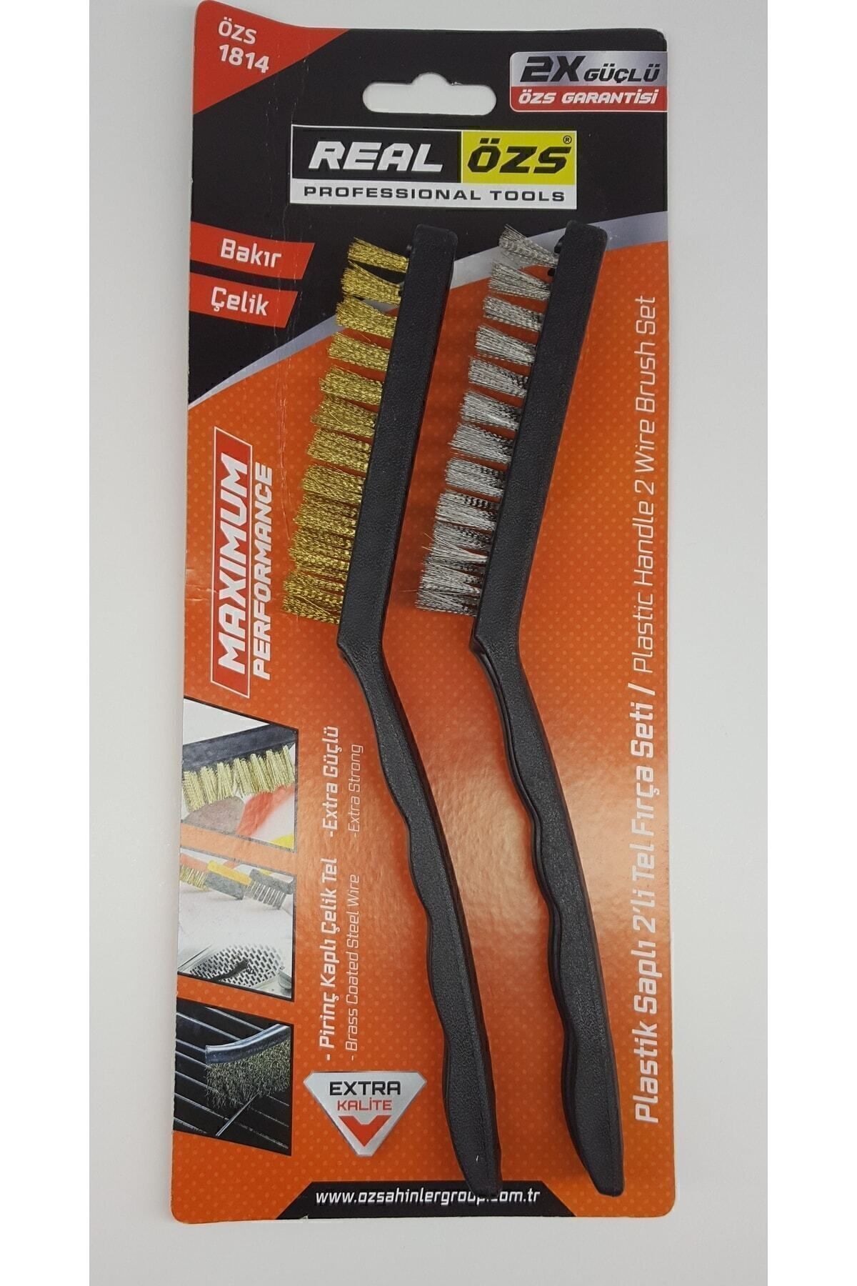 Real Özs 2 Li Profesyonel Tel Fırça Seti - Çelik Ve Bakır Fırça - Derz Lavabo Mutfak Buji Pas Kir Temizleyici