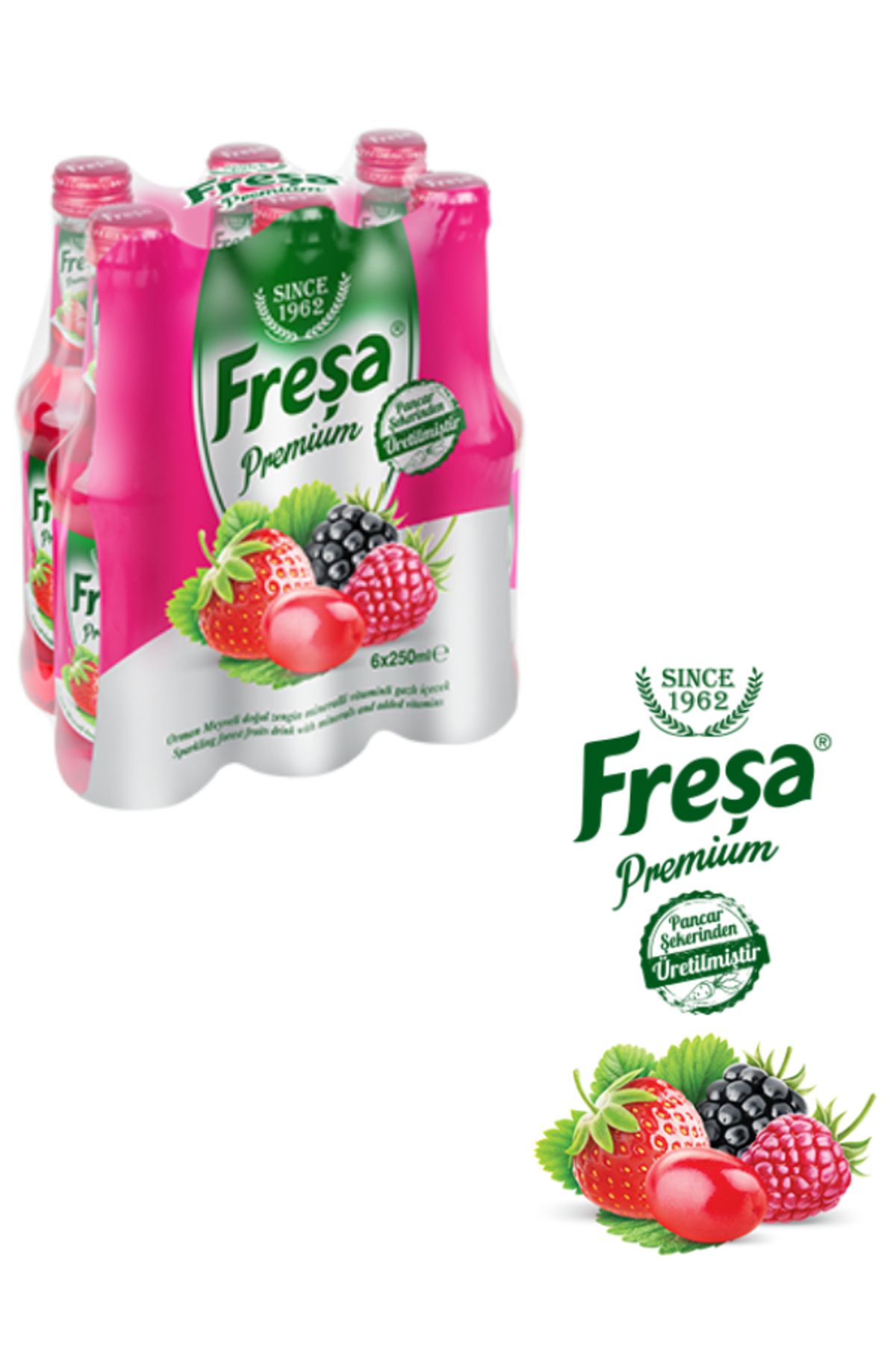 FREŞA Freşa Premium Orman Meyveli Vitaminli Doğal Zengin Mineralli Gazlı İçecek 250ml * 6 Adet