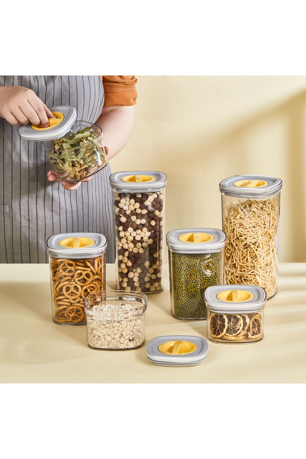 HERBORN-1.4LT & Food Container - 6x Pieces Transparent Locko Leakproof Storage Container 4