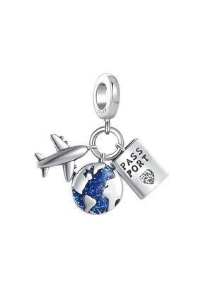 CHARMED Uçak, Dünya Ve Pasaport Charm (925 Ayar Gümüş)