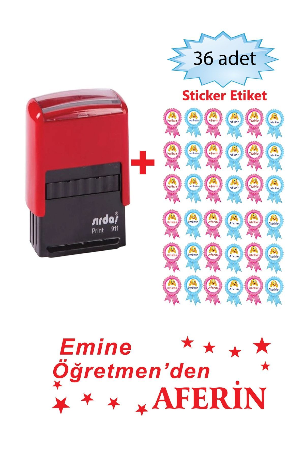 cabuk baskı Sırdaş Öğretmen Kaşesi, 36 Adet Etiket Ve Kaşe. Aferin Yazılı Kaşe,