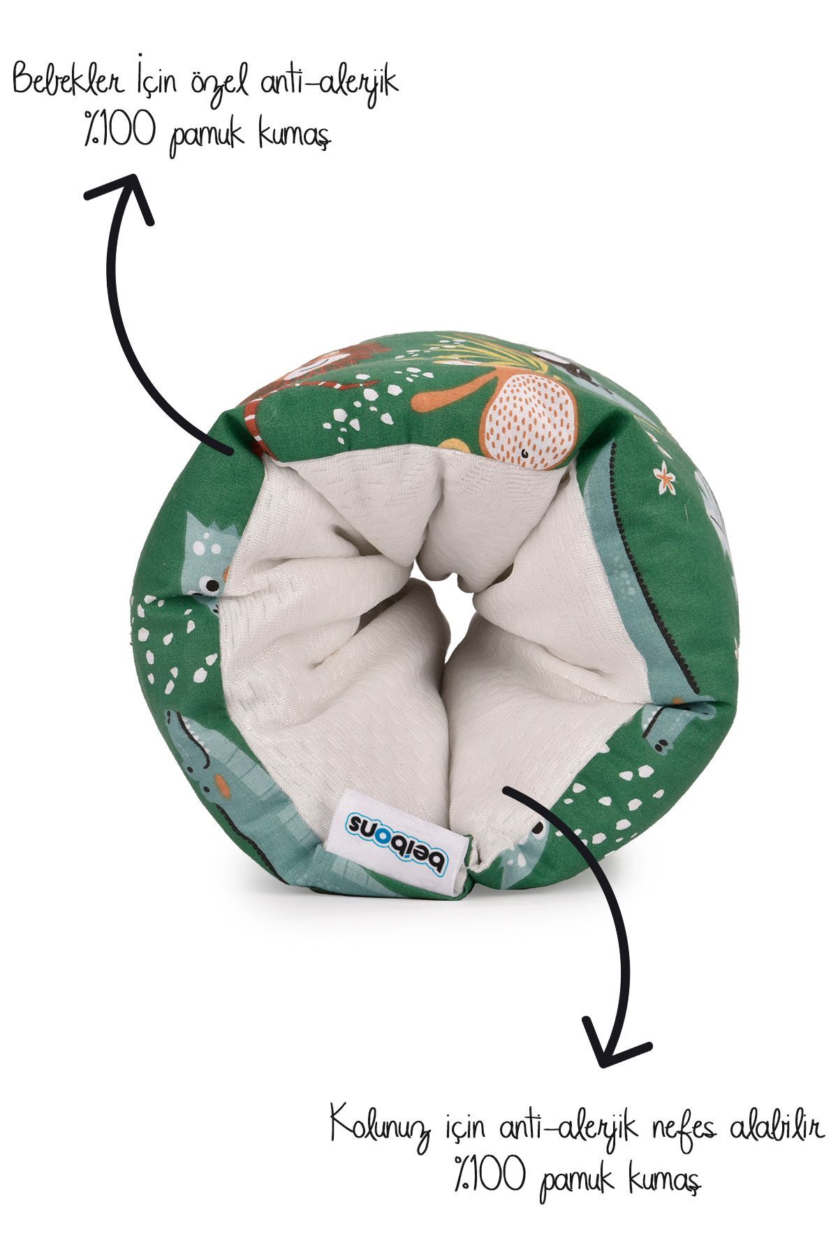 Beibons Tam Ortopedik Bebek Emzirme Minderi - Konforlu Emzirme Yastığı - Pamuklu Kumaş Emzirme Kol Yastığı fotoğrafı 2 (önizleme)