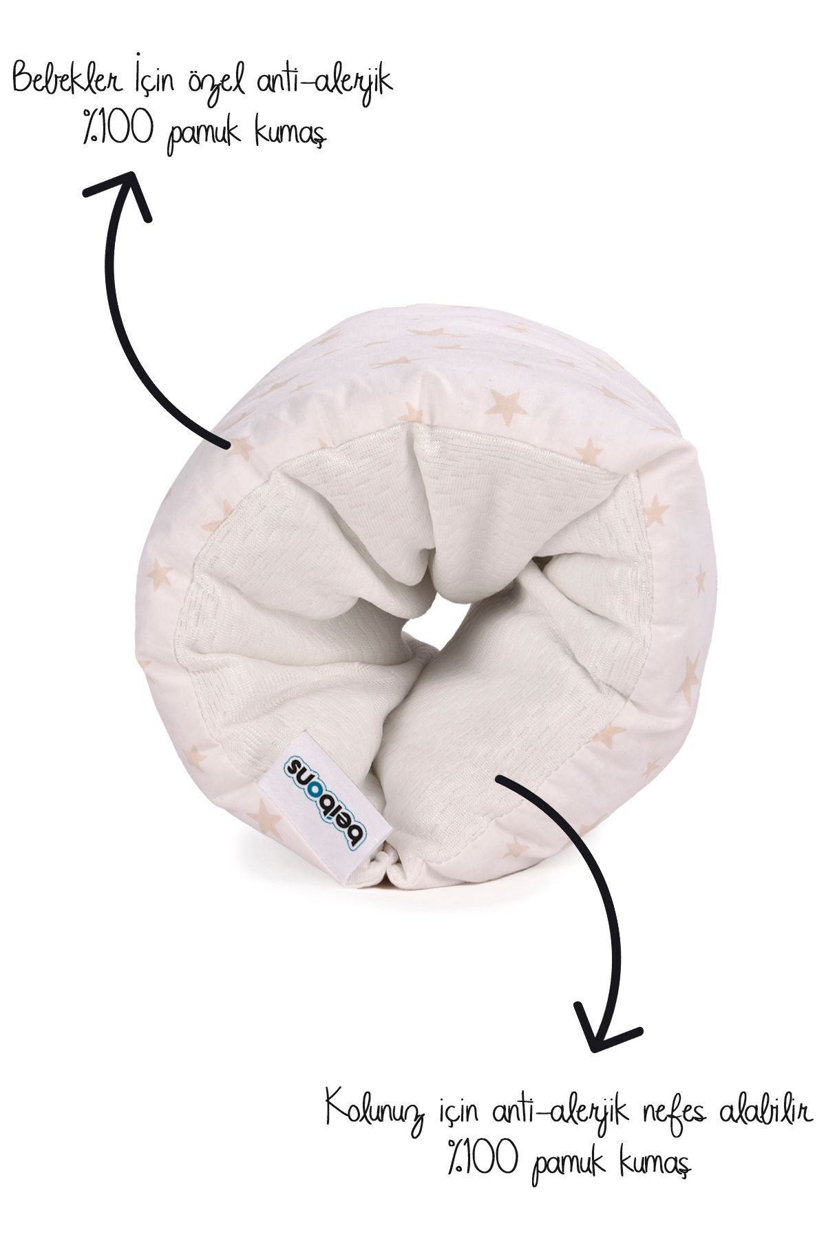 Beibons Tam Ortopedik Bebek Emzirme Minderi - Konforlu Emzirme Yastığı - Pamuklu Kumaş Emzirme Kol Yastığı fotoğrafı 2 (önizleme)