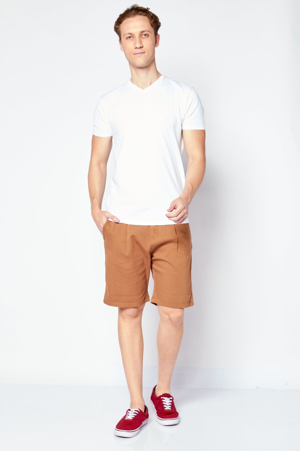 Selected Homme-Men Solid Chino Shorts, Brown 3