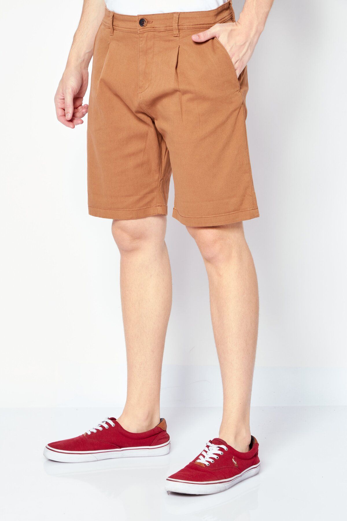 Selected Homme-Men Solid Chino Shorts, Brown 2