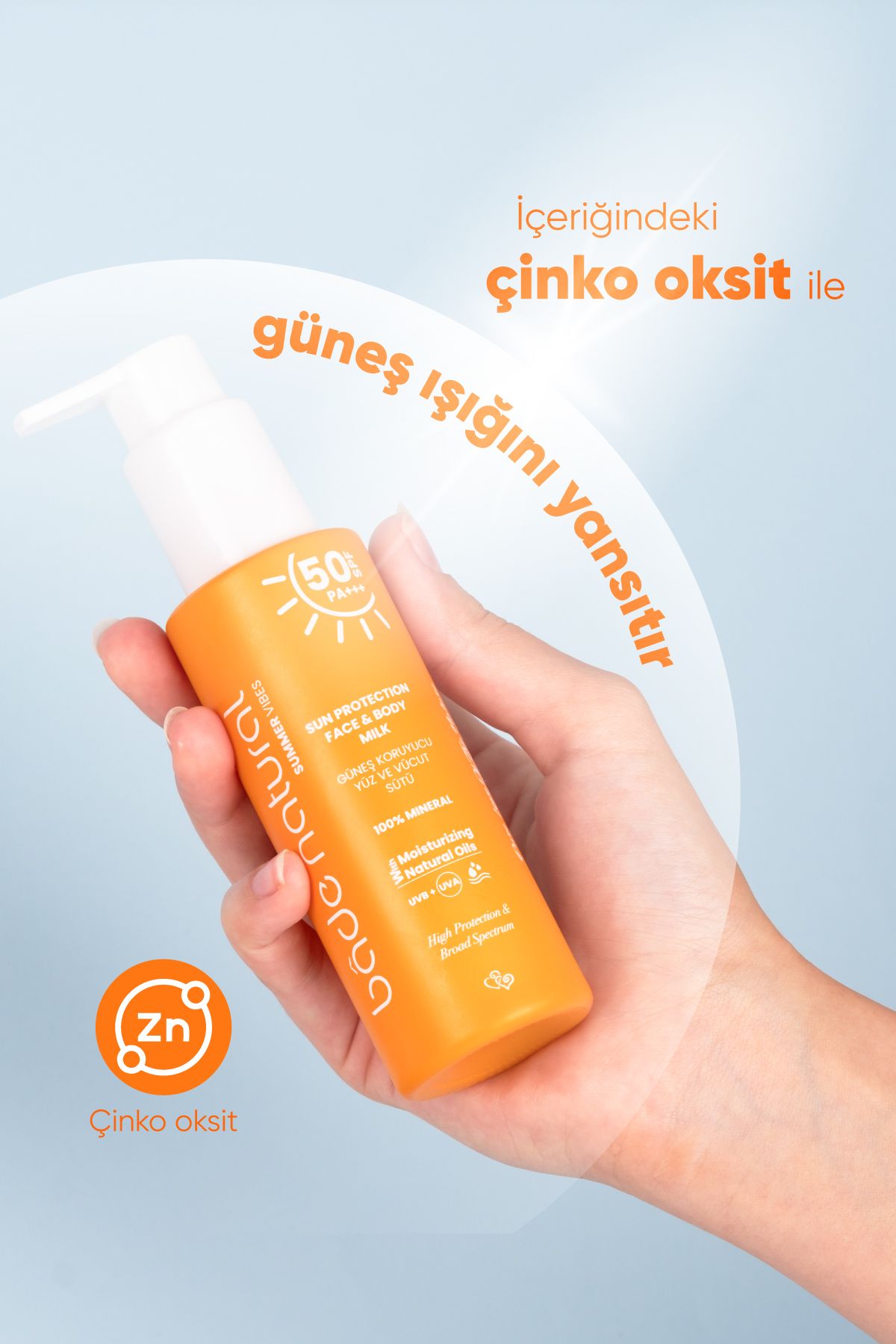کرم ضد آفتاب بدن 50 SPF صورت و شیر 100 میل Bade Natural